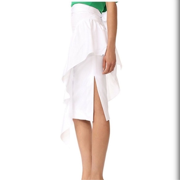 MILLY Skirt Lagenlook Stripe 100% Cotton White Midi Women's Size 10 - Picture 4 of 16